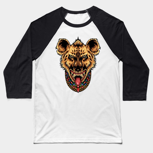 Ornamented Hyena Illustrated Design Baseball T-Shirt by Jarecrow 